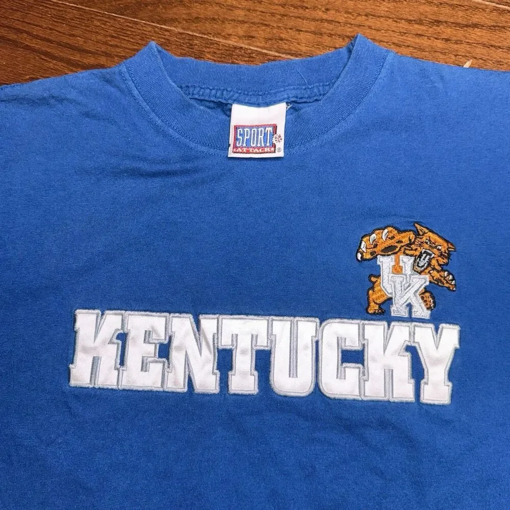 Vintage Kentucky Wildcats Shirt Mens XL Blue NCAA Basketball 90s Sport Attack